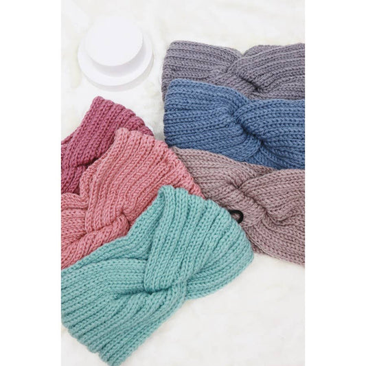 Twisted Ribbed Knit Winter Headwrap