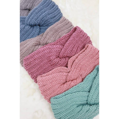 Twisted Ribbed Knit Winter Headwrap