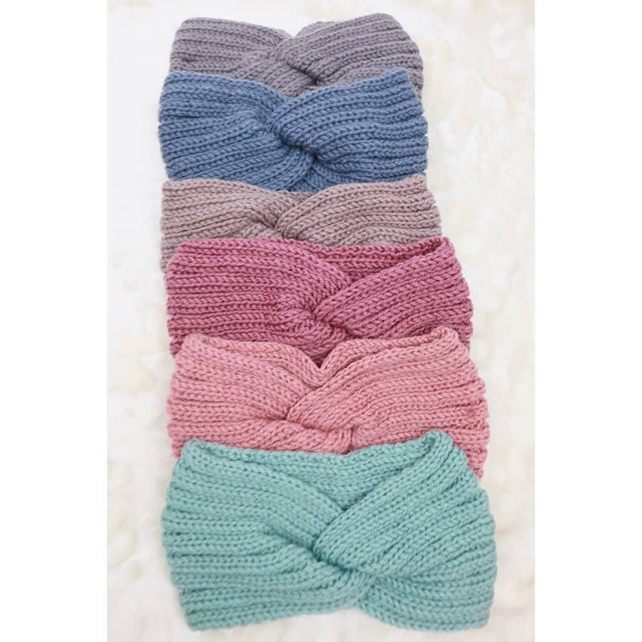 Twisted Ribbed Knit Winter Headwrap