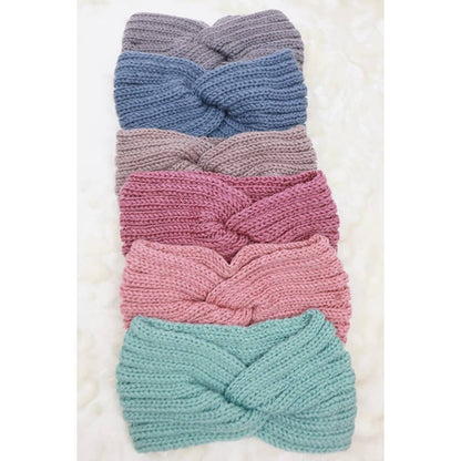 Twisted Ribbed Knit Winter Headwrap