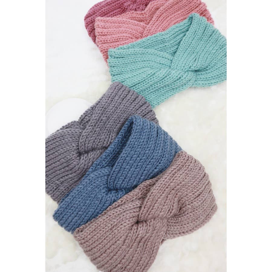 Twisted Ribbed Knit Winter Headwrap