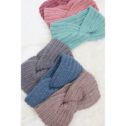 Twisted Ribbed Knit Winter Headwrap